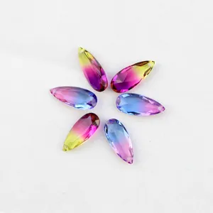 Vue de detail de gemme cristal gradient goutte 9x20mm pour fabrication de bijoux et boucles.