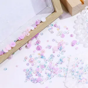 Mixed AB rhinestone and pearl set for nail art and DIY craft accessories decoration.