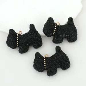 Pendentifs chien Scottie en cristal noir strass scintillants breloques pour chiot bijoux DIY