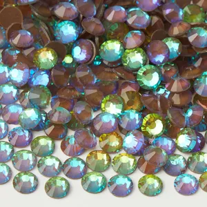Detailed view of AB crystal rhinestones, flatback glass stones for DIY crafts and nail art.