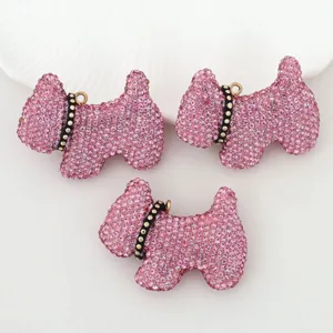 Porte-clés chien Scottie en strass rose étincelant mignon pendentif de sac à main cristal