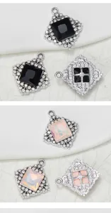 DIY legering strass sieraden hangers set, vierkante diamant hangers vintage kruis accessoires.