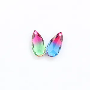 Magnifiques pierres en cristal en forme de poire dégradée avec un trou pour bijoux DIY.