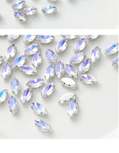 Crystal moonlight marquise claw rhinestones detail shot for DIY clothing shoes accessories.