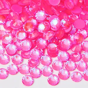 Pink flatback rhinestones crystal gems for nail art and DIY phone case decoration sparkling