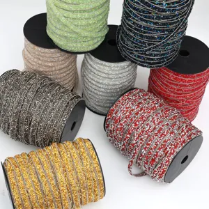 10mm resin rhinestone strip with bead chain self-adhesive DIY garment accessories lace