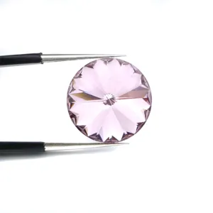 Wholesale pink round satellite glass chaton crystal pointed back fancy stone for jewelry DIY craft.