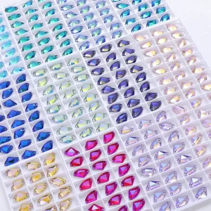 K9 glas kristallen bijl vorm opnaaien strass steentjes dubbele gaten DIY kleding accessoires