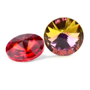 Round pointed back glass crystal gemstone loose stones for DIY jewelry making and craft decor.