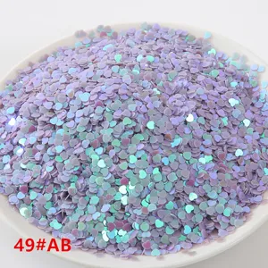 Lentejuelas de corazón holográficas para manualidades DIY, purpurina morada brillante para decoración.