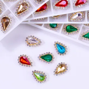 Teardrop Glass Rhinestones DIY Garment Shoes Accessories Double Layer Flower Crystal Stones