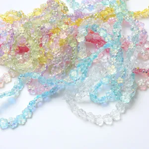 Cuentas de Pétalos de Vidrio Cuentas Sueltas Esmaltadas de Cristal Forma de Flor Colorida para DIY Pulsera Collar Joyería