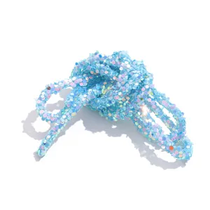 Tubo flexible de resina con pedrería brillante azul 6mm para accesorios de pelo y ropa