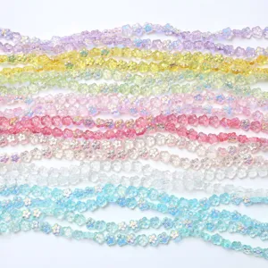 Cuentas de vidrio de flores de 14mm de colores para fabricacion de joyas DIY al por mayor.