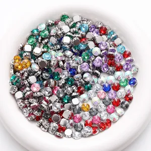 Colorful round acrylic claw rhinestones with four holes for DIY handmade craft jewelry sewing.