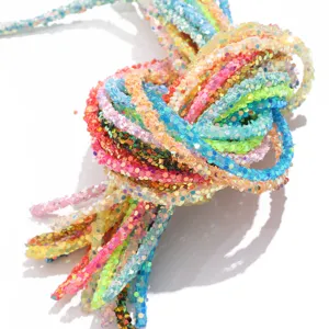 Tubos de malla de diamantes de imitacion brillantes, cordones de resina de 6mm para sombreros.