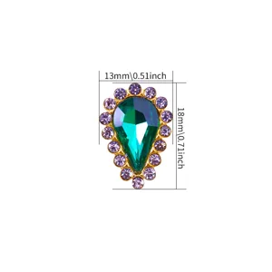 Teardrop Rhinestone Glass Button DIY Hair Accessories Clothing Shoes Decor 13x18mm