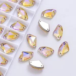 Hoge kwaliteit K9 bijl vorm AB kleur om te naaien dubbel gat glas kristal voor DIY accessoires