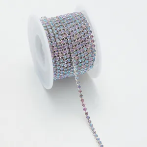 Spool of AB color rhinestone chain DIY nail art crystal diamond trim for crafts decoration sparkly