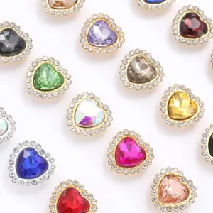 Accessoires DIY de Couture en Cristal Strass en Forme de Cœur Base en Métal Double Couche Bordure Strass Bijoux