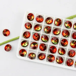 10mm round gradient tourmaline crystal rhinestones pointed back for DIY nail art and crafts details.