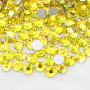 Strass AB plano, diamantes de vidrio con borde dorado brillante para decoración de uñas y manualidades.
