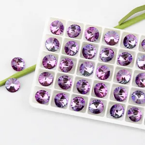 10mm round pointed bottom crystal rhinestones gradient purple DIY nail art sewing charms