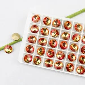 Detailed view of 10mm round pointed back gradient crystal rhinestones, perfect for DIY nail art crafts.