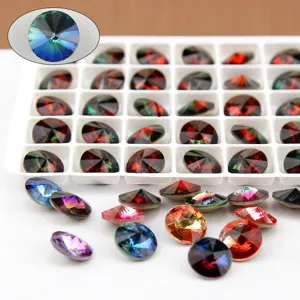 Round Pointed Bottom Crystal Rhinestones Gradient Color K9 Glass Rhinestones For Nail Art DIY Craft Jewelry Making