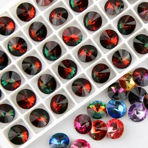 10mm round pointed-back crystal rhinestones, gradient tourmaline DIY nail art accessories.