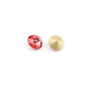 10mm round pointed back crystal rhinestone gradient pink glass diamond for DIY nail art crafts