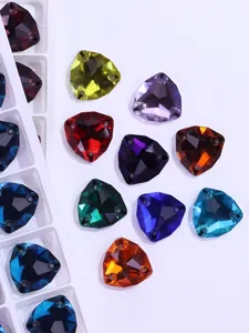 Colorful fat triangle sew-on rhinestones crystal glass flatback DIY apparel accessories