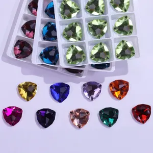 Triangle glass rhinestones flatback sew on crystals for DIY clothing accessories crafts.