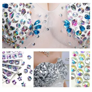 Butterfly glass crystal rhinestones single hole sew-on beads for DIY stage costume decoration