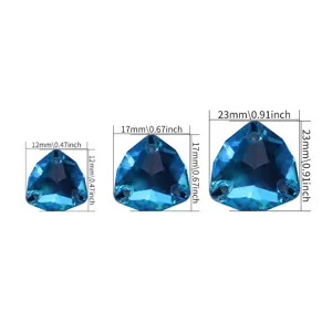 Triangle sew-on flatback glass rhinestones crystals for DIY garment clothing accessories.