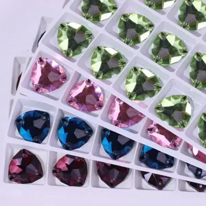Fat triangle flatback sew on rhinestones glass crystals for DIY clothing and jewelry accessories