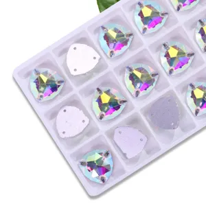 Chunky triangle glass flat-back sew-on rhinestones for DIY garments and jewelry crafts.