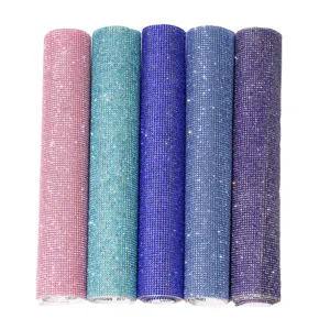 Self-adhesive rhinestone mesh sheet crystal roll DIY hot fix garment craft sparkle ribbon
