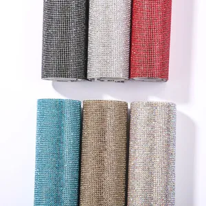 DIY self-adhesive rhinestone mesh sheet crystal glitter rolls for clothing decor accessories