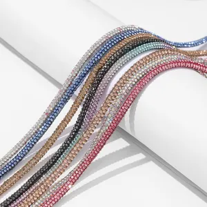 6-row rhinestone chain colorful crystal trim flatback diamond ribbon for clothes bags DIY crafts