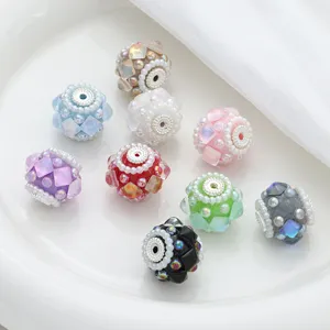 DIY Resin Flower Ball Faceted Bead Charms With Center Hole Jewelry Making Accessories For Bracelet Pen Craft