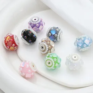 DIY colorful flower beads acrylic diamond bead spacer charms bracelet making accessories