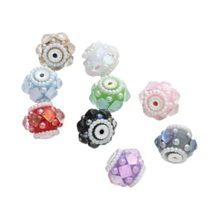 DIY colorful flower beads rhinestone diamond charm accessories for bracelets pens crafting supply