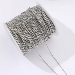Silver metallic ball chain roll for DIY crafts and nail art decoration details.