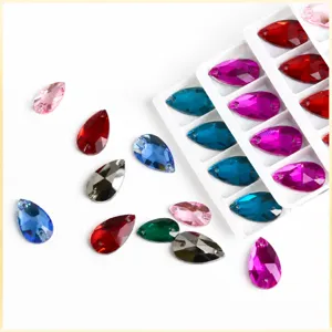 Piedras de Strass de Cristal con Parte Posterior Plana en Forma de Goteo para Coser para Accesorios de Manualidades de Vestidos