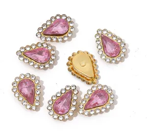 Pink teardrop rhinestone claw charms for DIY garment apparel hair accessories decoration
