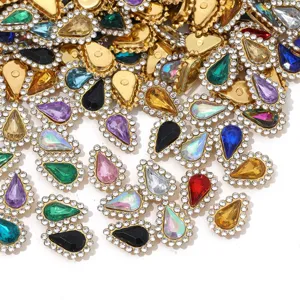 Colorful Acrylic Rhinestone Claw Drill DIY Hair Accessories Clothing Craft Decorative Teardrop Gemstones