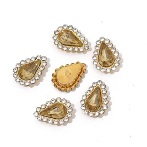 Teardrop rhinestone claw DIY hair clothing accessories, sparkling acrylic decorative gems.