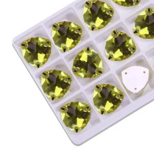 Fat triangle flatback sew-on rhinestones glass crystal DIY apparel accessories crafting