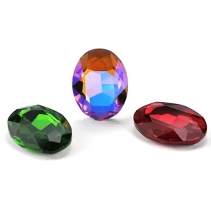 Ovale Platte Achterkant Kristalglas Strass Verzilderd Nagelkunst DIY Sieraden Maken Decoratieve Accessoires